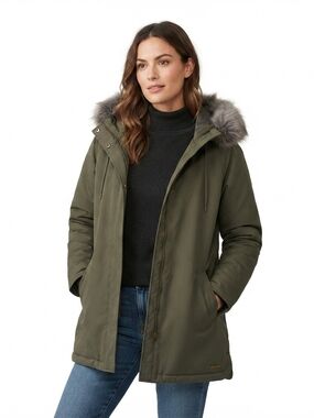 Old Navy - Olive Green Faux Fur Trim Winter Coat